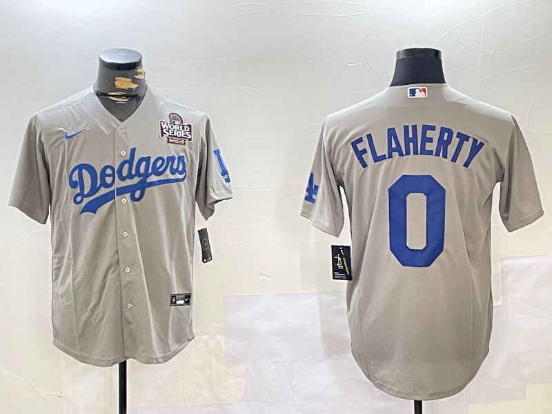 Men Los Angeles Dodgers #0 Flaherty Grey Game 2024 Nike MLB Jersey style 11202->los angeles dodgers->MLB Jersey